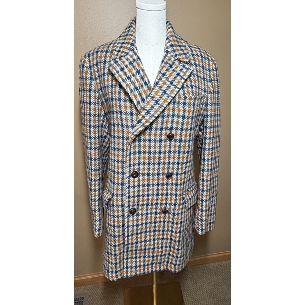 Vintage Mighty Mac Wool Tweed Plaid Coat Women 38 Made USA